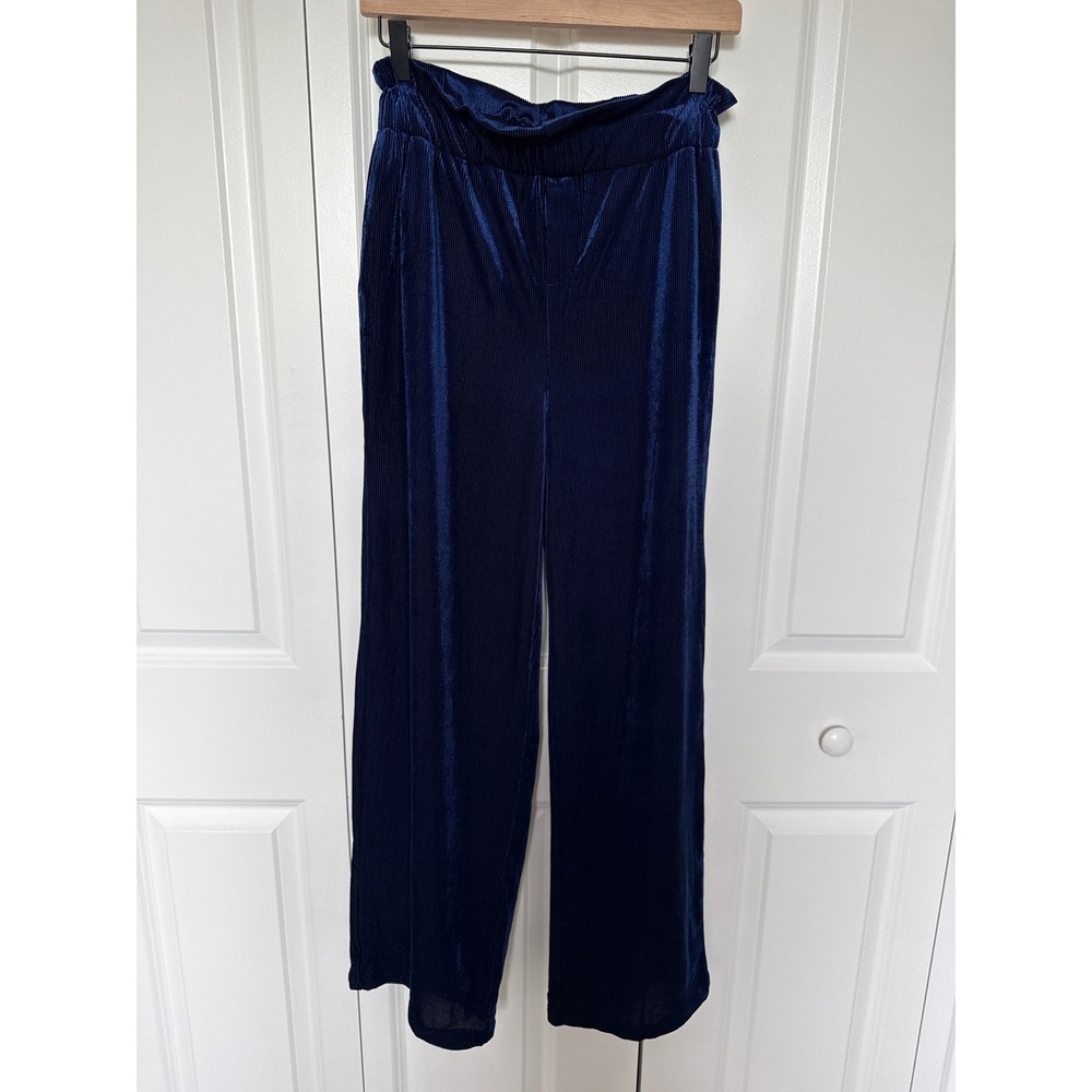 NWT Oat New York Corduroy Wide Leg Blue Pants Sz S Boho-Chic Retro